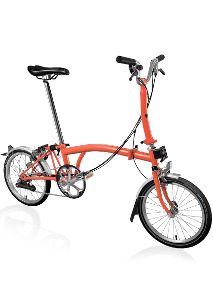 BROMPTON sulankstomas dviratis C - line explore fire coral matt - su vidutinio aukščio vairu