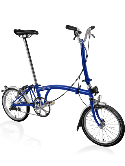 BROMPTON sulankstomas dviratis C - line utility Piccadilly Blue Matt – su paaukštintu vairu