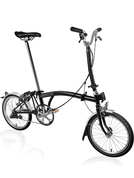 BROMPTON sulankstomas dviratis C - line utility Black – su paaukštintu vairu