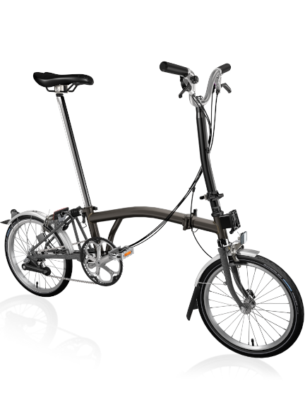 BROMPTON sulankstomas dviratis C - line explore black lacquer - su paaukštintu vairu