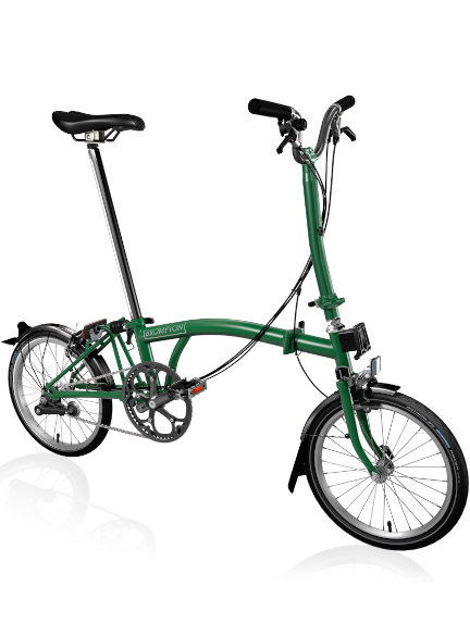 BROMPTON sulankstomas dviratis C - line explore racing green - su paaukštintu vairu