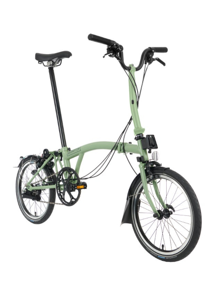 BROMPTON sulankstomas dviratis C - line explore matcha green - su vidutinio aukščio vairu