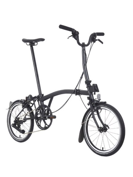BROMPTON P Line Midnight Black Metallic 12-Speed sulankstomas dviratis su vidutinio aukščio vairu
