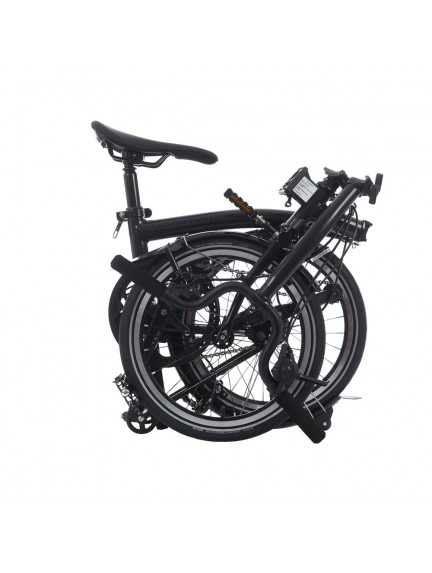 BROMPTON P Line Midnight Black Metallic 12-Speed sulankstomas dviratis su vidutinio aukščio vairu