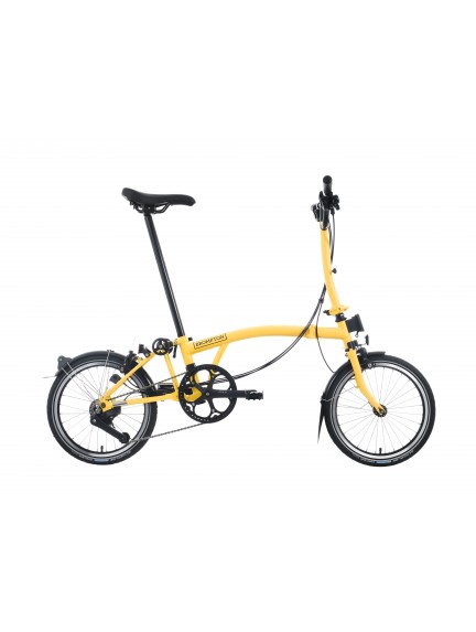 BROMPTON C Line Bumblebee Yellow 12-Speed sulankstomas dviratis su vidutinio aukščio vairu