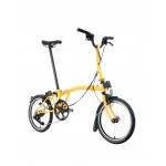 BROMPTON C Line Bumblebee Yellow 12-Speed sulankstomas dviratis su vidutinio aukščio vairu