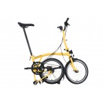 BROMPTON C Line Bumblebee Yellow 12-Speed sulankstomas dviratis su vidutinio aukščio vairu