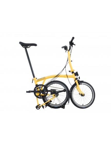 BROMPTON C Line Bumblebee Yellow 12-Speed sulankstomas dviratis su vidutinio aukščio vairu