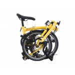 BROMPTON C Line Bumblebee Yellow 12-Speed sulankstomas dviratis su vidutinio aukščio vairu