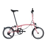 BROMPTON C Line Flamingo Pink 12-Speed sulankstomas dviratis su vidutinio aukščio vairu
