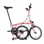 BROMPTON C Line Flamingo Pink 12-Speed sulankstomas dviratis su vidutinio aukščio vairu