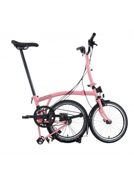 BROMPTON C Line Flamingo Pink 12-Speed sulankstomas dviratis su vidutinio aukščio vairu