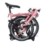 BROMPTON C Line Flamingo Pink 12-Speed sulankstomas dviratis su vidutinio aukščio vairu