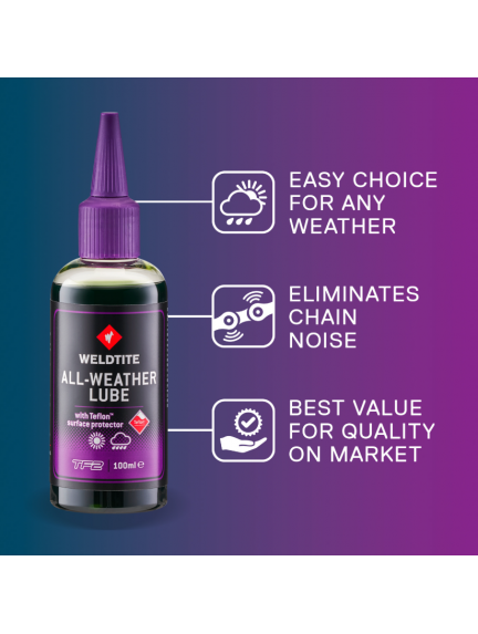 WELDTITE ALL-WEATHER dviračio grandinės alyva su teflonu visoms oro sąlygoms 100ml