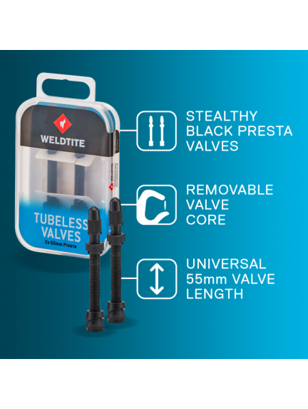 WELDTITE TUBELESS VALVE <br /> bekamerinių padangų vožtuvų rinkinys x2 Presta 55mm